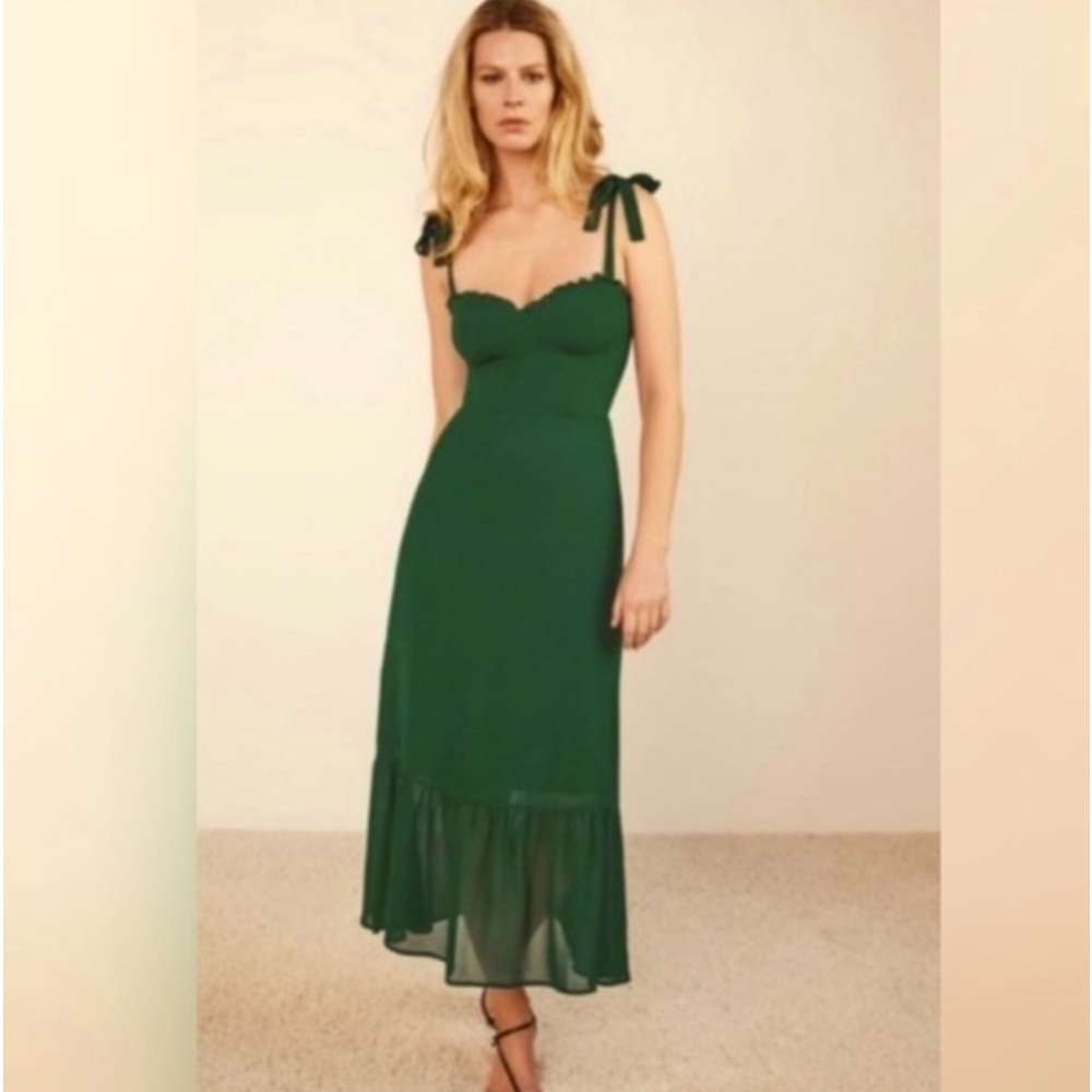 NEW Reformation Nikita Green Midi Dress Size 12
